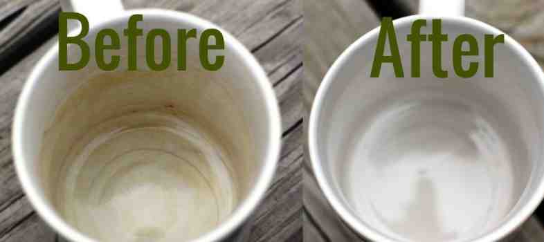 How to remove stains from a white ceramic cup
