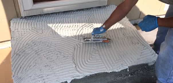 Preparation of concrete for ceramic tile