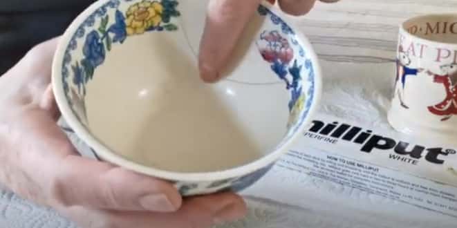 Repairing ceramic bowl