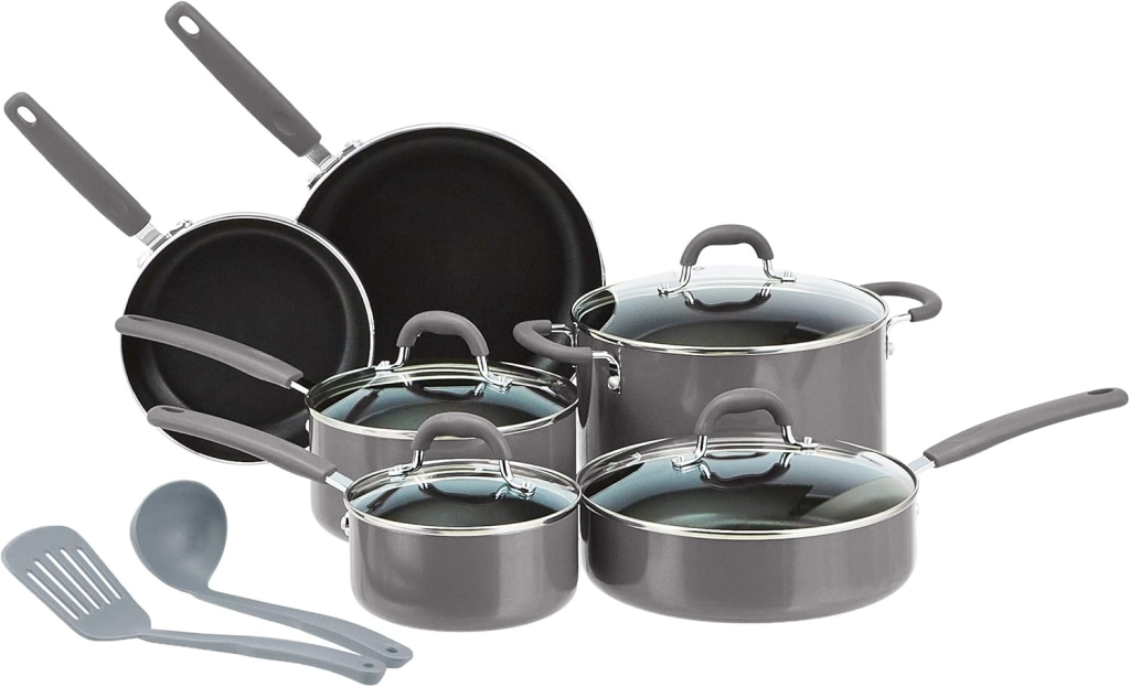 Amazon Basics Ceramic Non-Stick 12-Piece Cookware Set