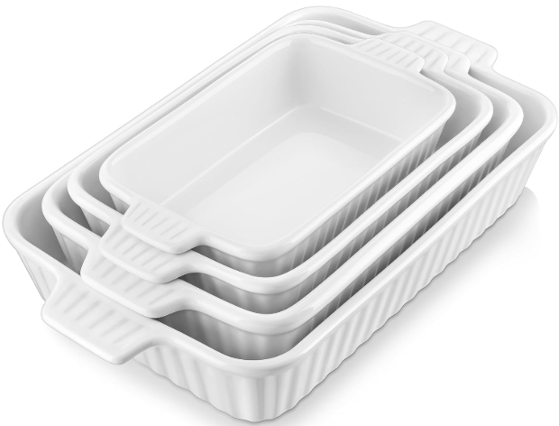 MALACASA 4-Piece Ceramic Casserole & Baking Dish Set