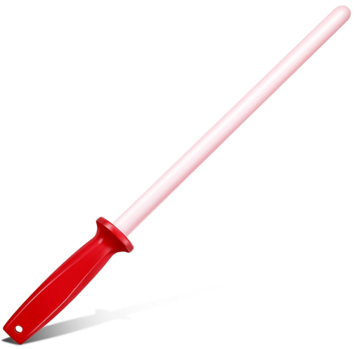 Leriton Ceramic Sharpening Rod, 11-Inch (Plastic & Silicone Handle)