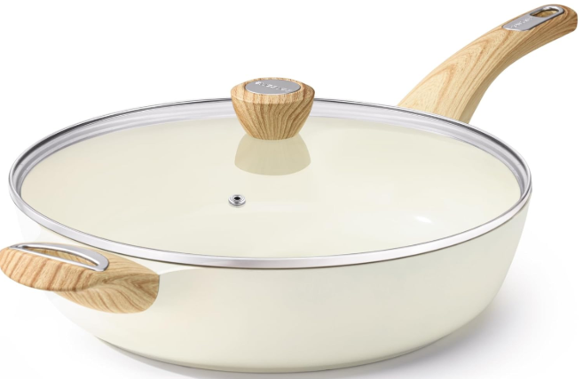(Budget Pick) — Sensarte Nonstick Ceramic Frying Pan Skillet with Lid, 12-inch