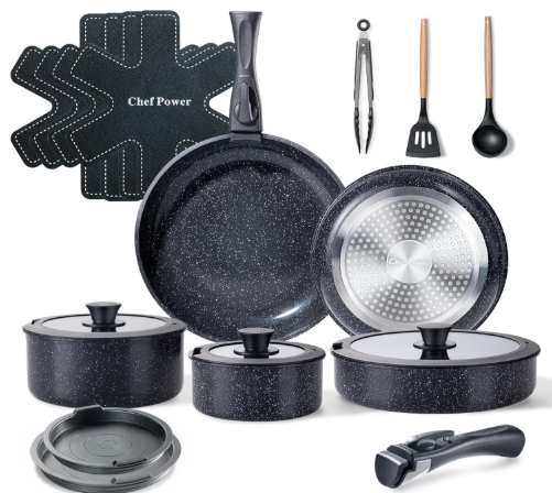 Chef Power Ceramic Cookware Set (19 Piece)