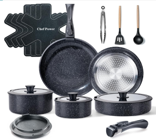 Chef Power Ceramic Nonstick Cookware Set (19-Piece)