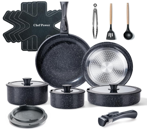 Chef Power Ceramic Cookware Set (19-Piece)