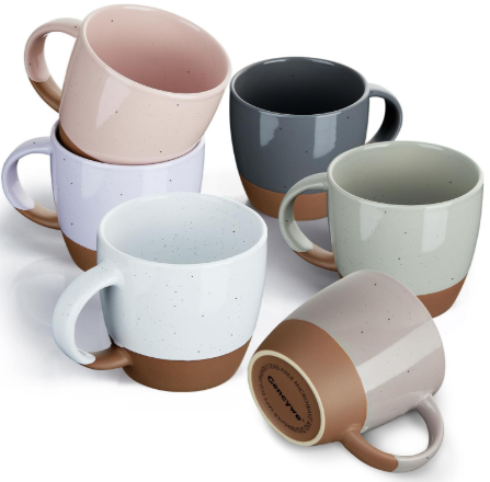 Gencywe Morandi Color Ceramic Coffee Mugs Set of 6 (18 oz)