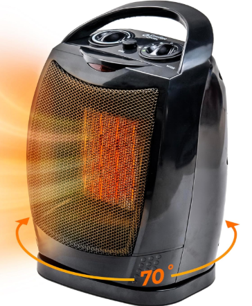 Wind Talk Space Heater (1500W Fast Portable with Thermostat, 70° Oscillating)