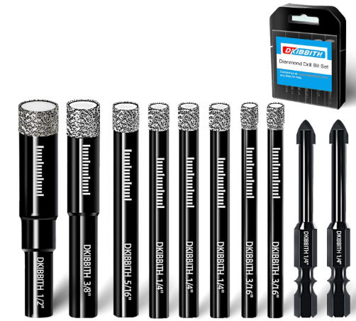 Ceramic Tile Glass Drill Bits Set 10-pcs 6mm Spear-Pointed Tungsten Carbide