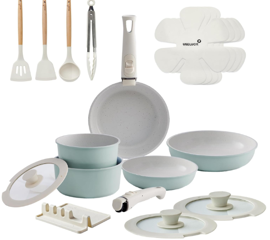 USELUCK 22-Piece Ceramic Cookware Set