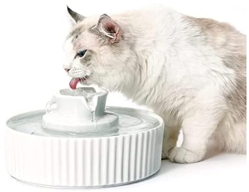 VinDox Ceramic Cat Water Fountain – 2.1L/70oz