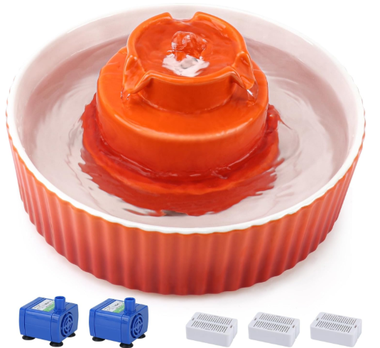 Lawfery Ceramic Cat Water Fountain 2.1 L/71 oz