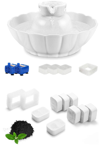 iPettie Tritone Ceramic Cat Water Fountain – 2.1 L