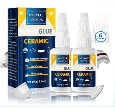 Meuvcol Ceramic Glue Repair Kit (100 g Super Glue for Porcelain and Pottery)