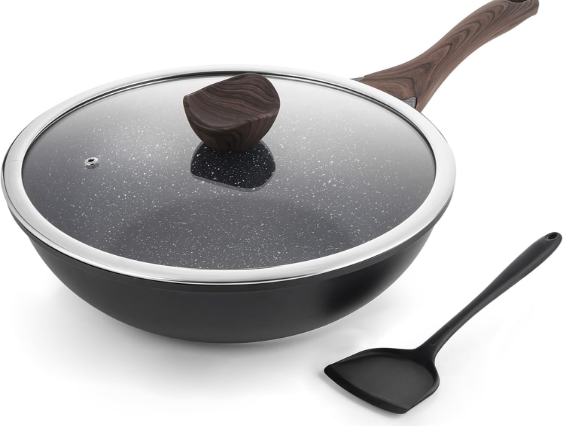  Kordisen Ceramic Wok Pan, 12 Inch Nonstick Wok with Lid